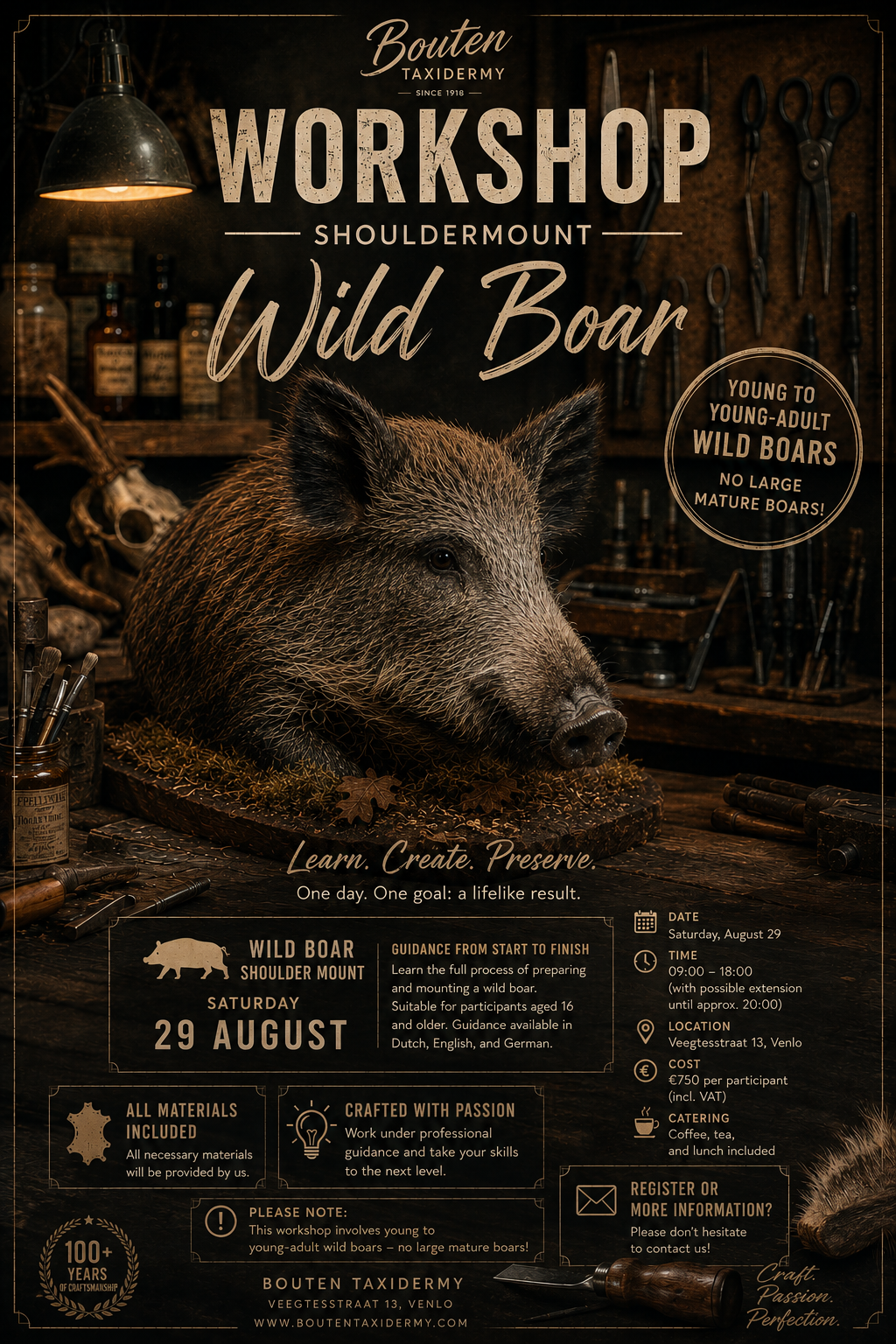 Workshop taxidermy - Wild boar shouldermount